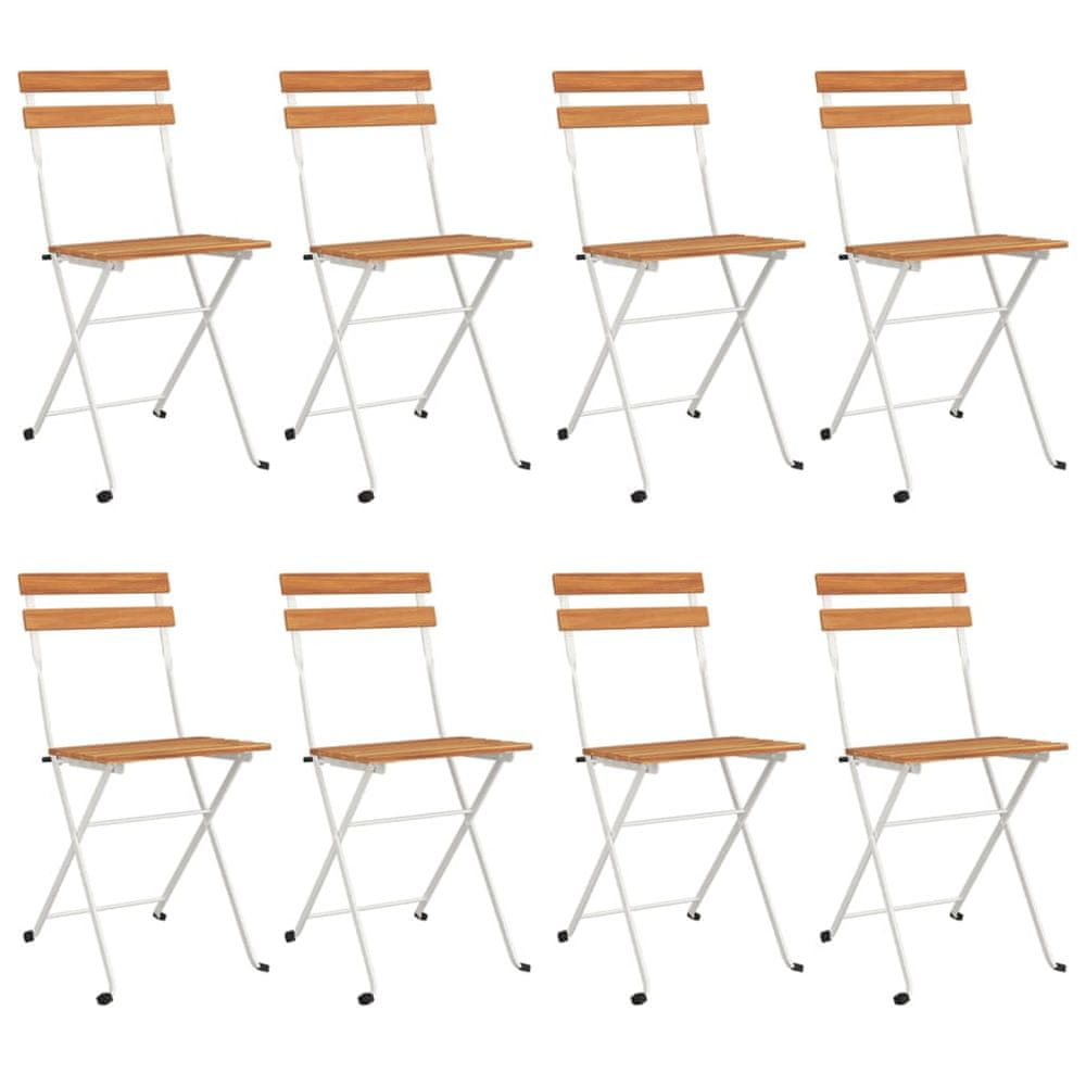 Vidaxl Skladacie bistro stoličky 8 ks akáciový masív a oceľ